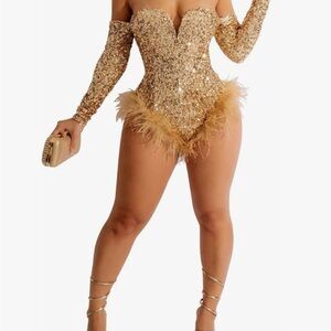 Gold Sequin Off-Shoulder Women Top